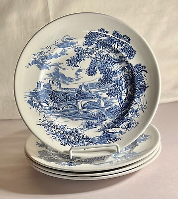 #ad 4 Wedgwood Blue Countryside 10quot; Dinner Plates $34.00