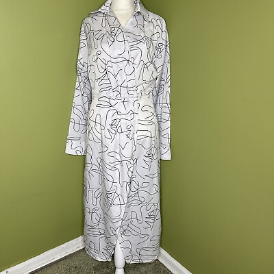 #ad Shein Dress Womens Size Large White Black long sleeve $15.99