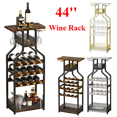 #ad 44#x27;#x27; Wine Rack Freestanding Floor Wine Bottle Storage Organizer Display Shelf $57.23