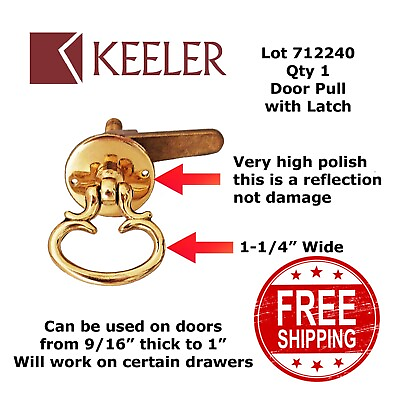 #ad PULL DOOR with LATCH Adjustable LEFT or RIGHT Cast Brass Highly Polished 712240 $14.77