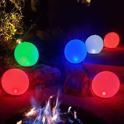 #ad 2 Inflatable LED Light Ball 14quot; Hangable Ball Night Light RGB Color Changing $34.32