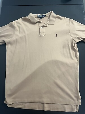 #ad Polo Ralph Lauren Extra Large Adult Polo Shirt Made In USA Beige Mens Black Logo $14.99