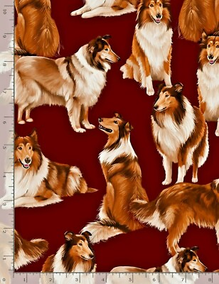 Dog Dogs Realistic Collies C1031 Timeless Treasures Cotton Fabric $9.59