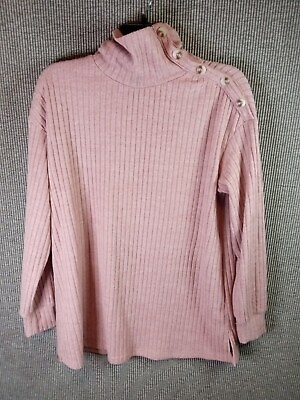 #ad Weekend Suzanne Betro XL Long Sleeve Turtleneck Blouse Buttons From Shoulder Up $14.99