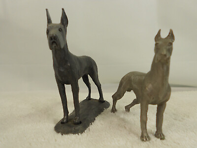 #ad #ad GREAT DANE VINTAGE FIGURINE COLLECTION 2 METAL GREAT DANE#x27;S ONE IS USA PEWTER $125.00