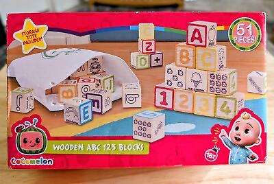 #ad CoComelon 51 Piece Classic ABC Wooden Block Set Brand New $14.49