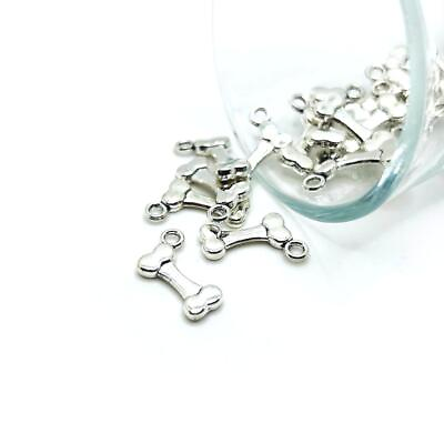 #ad 4 20 or 50 Silver Dog Bone Pet Charms US Seller AS703 $6.95