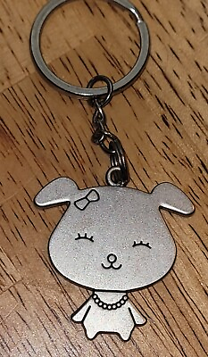 #ad Vintage Metal Puppy Hair Bow Keychain House Car Adorable $10.11