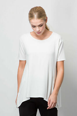 #ad Ladies Womens T Shirt Basic White Black Top Short Sleeve Loose Size 8 14 GBP 4.99