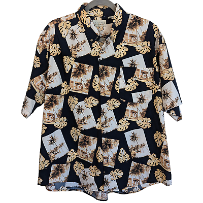 #ad Men#x27;s Shirt XL Gold Yellow Hawaiian $17.00