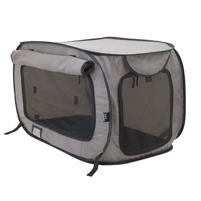 #ad Sided Medium Dog amp; Cat Pop open Pet Kennel Cage Gray $28.39
