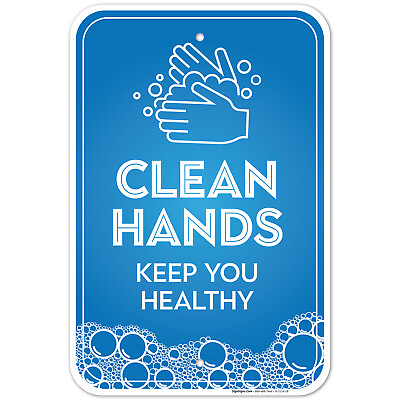 #ad Clean Hands Keep You Healthy Blue Sign $13.99