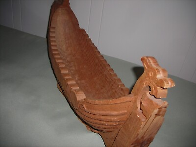 #ad Carved Viking ship 20quot; long PRICE DROP $54.95