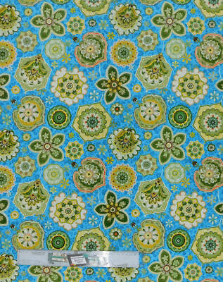 #ad Patchwork Quilting Fabric FUNKY FLOWER MEDALLIONS BLUE FQ 50X55cm Cotton NEW AU $8.25