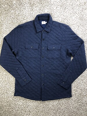 #ad NWOT Medium Faherty Quilted Fleece Mens CPO Shirt Jacket Shacket Navy Blue $50.00
