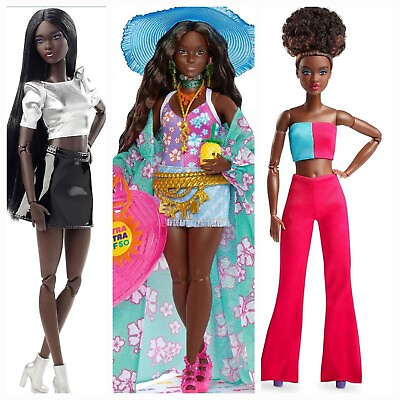 #ad 3 Travel Extra Barbie Fly Beach amp; Looks Dolls Fashion Natural Black Hair Set 3 $104.33