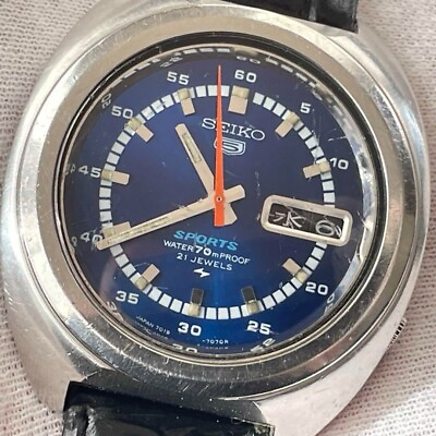 #ad Vintage Seiko 5 Sports 7019 7050 21 Jewels Automatic 39mm Authentic Used $185.00