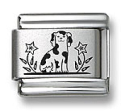Laser Italian Charms Puppy Dog Fit 9 mm Stainless Steel Link Bracelets Flower $7.95