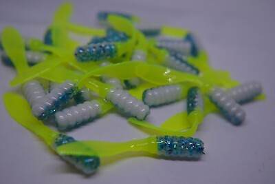#ad JASONS CRAPPIE FLOPPERS 2quot; 30 PACK CRAPPIE LURES JIGS OCEAN amp; CHARTREUSE G2 $8.25