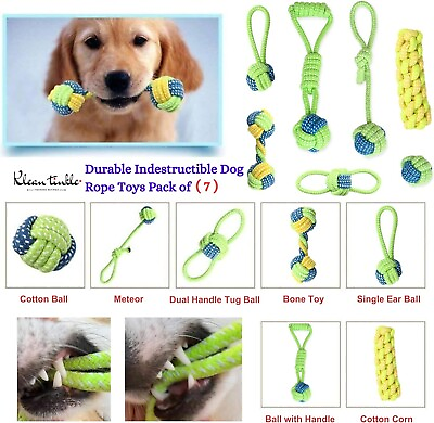 #ad 7Pcs Dog Rope Toys Braided Rope Chew Play for Aggressive Chewers lot Ball Toys $23.98
