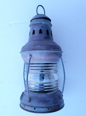 #ad 1990#x27;s Antique Original Maritime Lantern Clear Glass Lens Triplex Nautical . $143.80