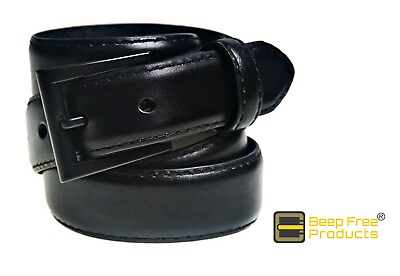 #ad Beep Free® Black 1 1 8quot; Top Grain Leather Belt Airport Friendly 100% Metal Free $24.00