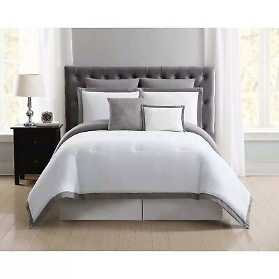 #ad Truly Soft Everyday Hotel Border 7 Pc. Comforter Set KING CAL KING Gray $84.99