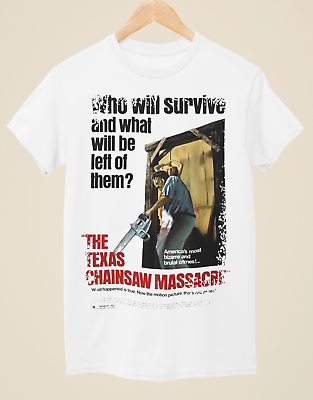 #ad The Texas Chainsaw Massacre Movie Poster Inspired Unisex White T Shirt GBP 14.99