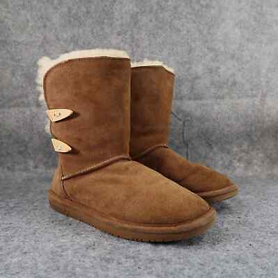 #ad Bearpaw Shoes Women 8 Boot Winter Comfort Abigail Leather Sheepskin Brown Casual $44.97