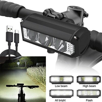 #ad Waterproof Super Bright LED Bike Light USB Rechargeable Bicycle Front Headlight $13.99