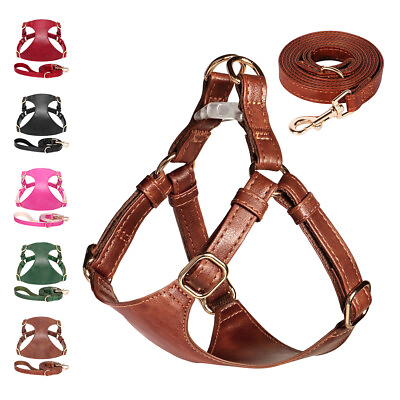 #ad #ad No Pull Leather Dog Harness and Leash set Soft Adjustable No Choke Puppy Vest $15.99