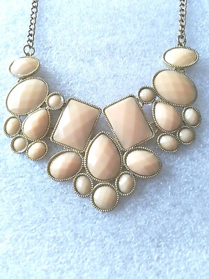 #ad Beautiful Peach Colored Statement Necklace Adjustable 10quot; Classy Glam $10.00