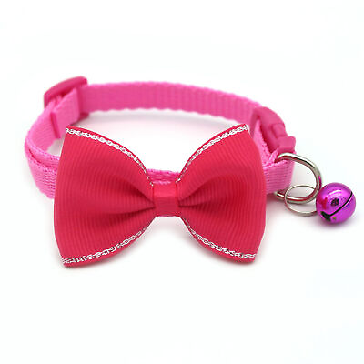 #ad Pet Collar Solid Color Comfortable Pet Cat Breakaway Bow Tie with Bell Adorable $8.06