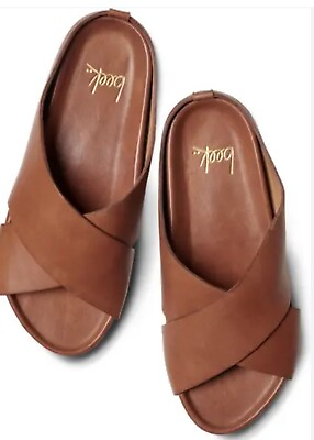 #ad NEW Beek Robin Slip On Sandals Leather Cognac SZ 8 Retail $280 NWOB $99.00