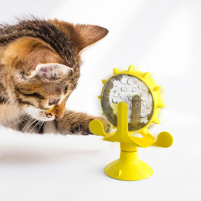 #ad Pet Feeding Toys Windmill Food Leakage Toy Cat Slow Feeder Toy $13.47