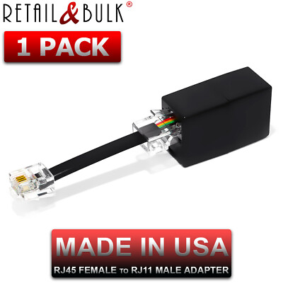 #ad Phone Jack to Ethernet Adapter RJ45 Female to RJ11 Male for Landline Telephone $7.99
