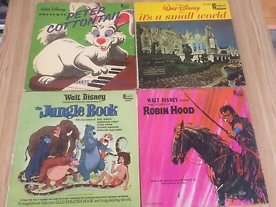#ad Disneyland Records 4 LP lot Robin Hood Small World Peter Cottontail Junglebook $17.00