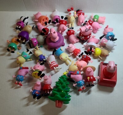 #ad 34 Pc. lot of Peppa Pig amp; Friends Character Figures 2004 Jazware Toys and tree $79.99
