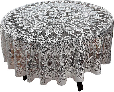 #ad 78quot; Vintage Floral Lace Tablecloth Round Table Cloth Cover Wedding Party Decor $17.29