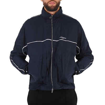 #ad Emporio Armani Navy Nylon Full Zip Logo Blouson Jacket $216.57