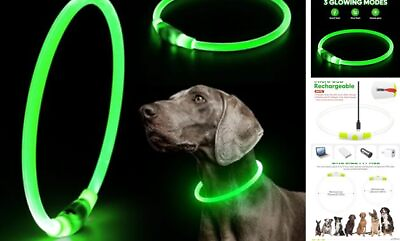 #ad Light Up Dog Collars USB Rechargeable Flashing Dog Collar TPU DIY Dog Green $19.73