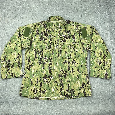 #ad US Navy Jacket Men Large Green Digital Camo USN Type III Working Uniform Ripstop $39.95