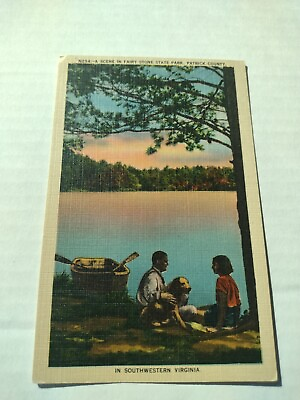 #ad Vtg Fairy Stone State Park Patrick Co VA Postcard Dog Lake Boat Unused $6.47