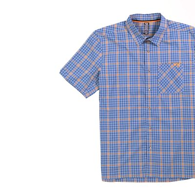 #ad FOX Shop Shirt Orange Blue Plaid L $84.20