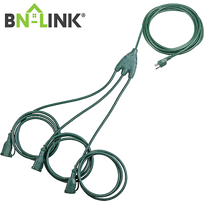 #ad BN LINK Outdoor Extension Cord 1 to 3 Splitter 25 32 Ft Power Cord 16 3 SJTW $22.07