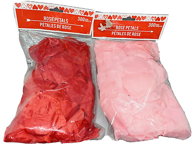 #ad Lot of 2 Packages of Faux Fabric Rose Petals 300 Count Each Pink amp; Red Petals $17.46
