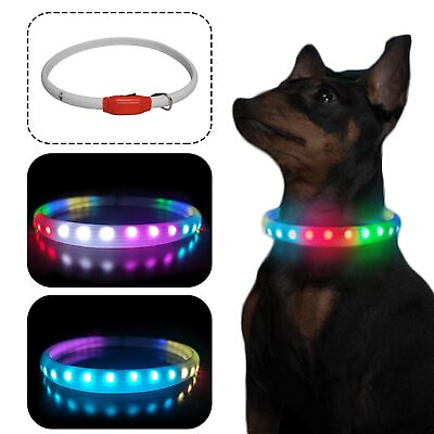 #ad LED Light Up Dog Collars Rechargeable Lighted Dog Collars Cuttable Size Suit... $21.81