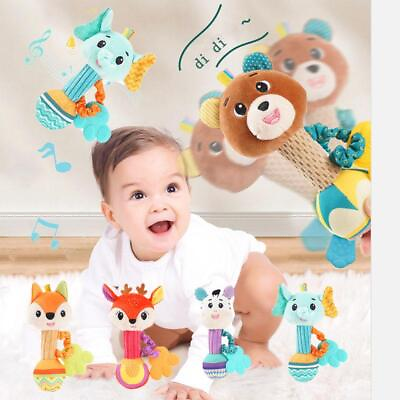 #ad Baby Rattles Soft Stuffed Animal Rattle Hand Grip Baby Toys Shaker Crinkle Squea $10.00