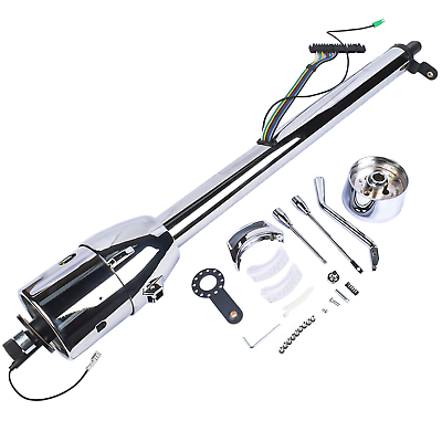 #ad 32quot; Stainless Steering Column Chrome Shift Automatic W Wheel Adapter No key $175.00
