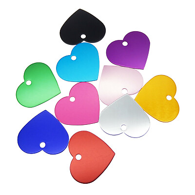 #ad 10 pcs Multi colors Aluminum Collar Charms 37x33mm Pet ID Tags Heart Shaped $4.29